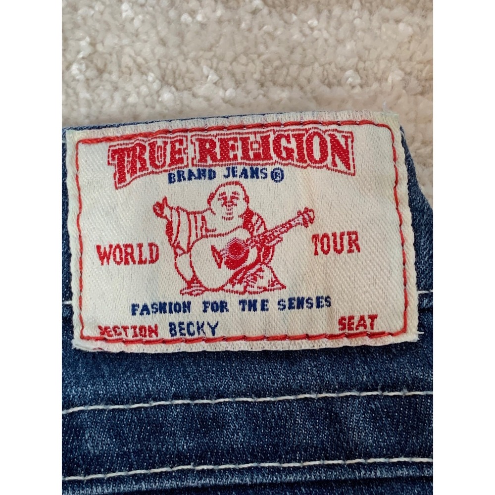 True Religion Becky Bootcut Jeans Dark Wash Low Rise Horseshoe Flap Pocket 27 - Picture 5 of 16
